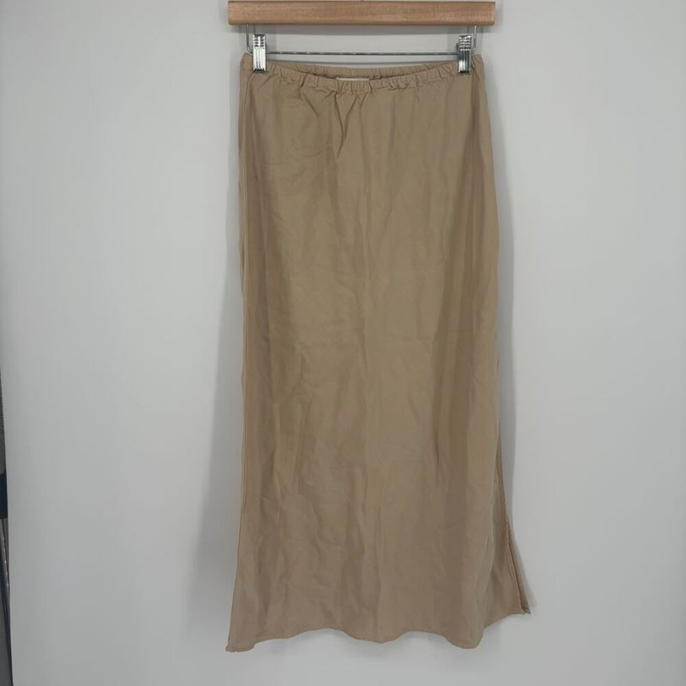 Bella Dahl Side Slit Linen-Blend Bias Skirt